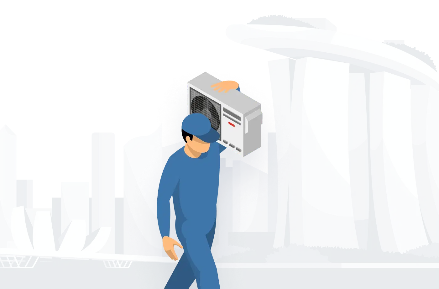 Aircon technician in blue uniform